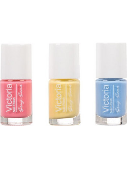 Victoria Beauty Κοραλί Κίτρινο Σιέλ Gloss Σετ Βερνίκια Νυχιών 3x6ml
