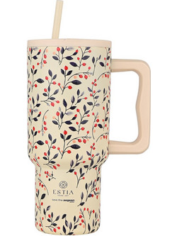 Estia Straw Tumbler XL Save The Aegean Bloom Beige 900ml