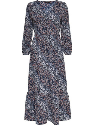 Only Midi Καθημερινό Φόρεμα Floral Κρουαζέ Μπλε 15249073