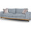 PoliHome Τριθέσιος Καναπές Γαλάζιος 225x93x100cm 162872429