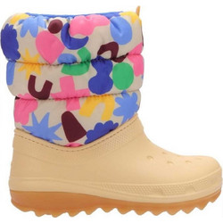Crocs Παιδικές Μπότες Χιονιού Μπεζ Μωβ Navy Μπλε Αδιάβροχες με Γούνα 210410-2ET
