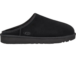 UGG Δερμάτινες Χειμερινές Ανδρικές Παντόφλες με Γούνα Μαύρες 1129290-BLK