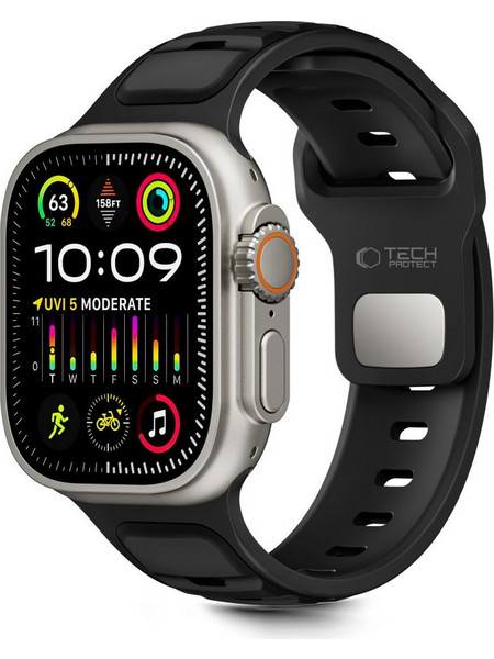 Tech-Protect IconBand Line Λουράκι Σιλικόνης Black / Black (Apple Watch 42 / 44 / 45 / 49mm)