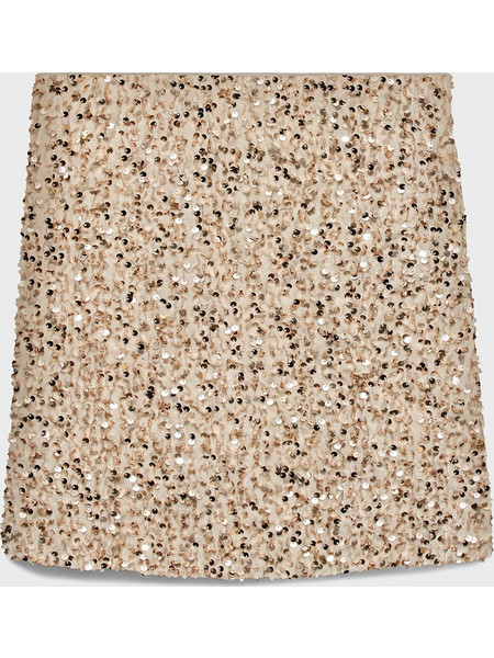 Vero Moda Μίνι Φούστα με Παγιέτες Ψηλόμεση Μπεζ 10335704