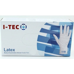 I-Tec Εξεταστικά Γάντια Λάτεξ χωρίς Πούδρα Λευκά 100τμχ