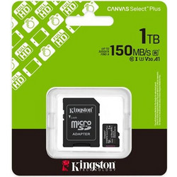 Kingston Canvas Select Plus Gen3 microSDXC 1TB Class 10 U3 V30 UHS-I A1 150MB/s + Adapter