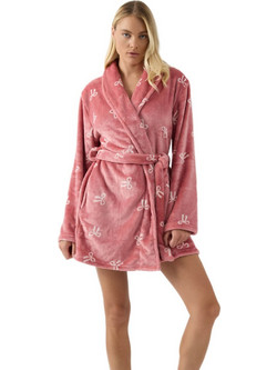Minerva Γυναικεία Ρόμπα Χειμωνιάτικη Fleece Ροζ 96-52706