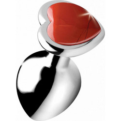 XR Brands Jasper Heart Medium Πρωκτική Σφήνα Diamond Plug Ασημί Κόκκινη