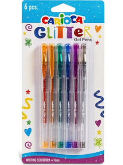 Carioca Σετ Στυλό Gel 1mm Πολύχρωμο με Glitter 6τμχ