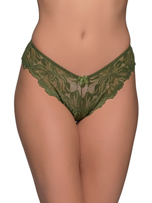 Milena By Paris Γυναικείο Sexy Brazil με Δαντέλα Χακί 8534