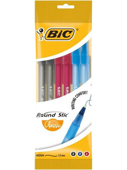 BIC Round Stick Σετ Στυλό Διαρκείας 1mm Πολύχρωμο 6τμχ MM-6