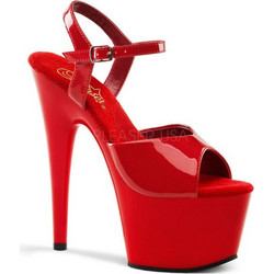 Pleaser Adore 709 Γυναικεία Πέδιλα Δερμάτινα Κόκκινα με Λεπτό Ψηλό Τακούνι και Φιάπα