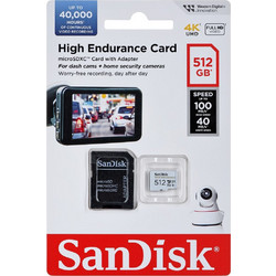 Sandisk High Endurance microSDXC 512GB Class 10 U3 V30 UHS-I 100MB/s + Adapter