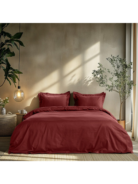 Beauty Home Σετ Σεντόνια Διπλά Βαμβακοσατέν 200x270 Art 1700 Harmony Μπορντό