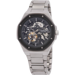 Kenneth Cole Skeleton Ανδρικό Ρολόι Αυτόματο με Ασημί Μεταλλικό Μπρασελέ KCWGY0058903