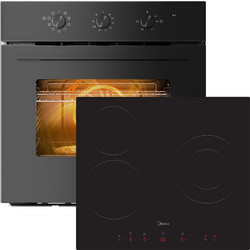 Midea Φούρνος Ηλεκτρικός Άνω Πάγκου 70lt 59.5cm MBO65M80M1-BK με Κεραμικές Εστίες MCH520T157K0