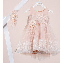 Piccolino Marcella Βαπτιστικό Φόρεμα 2τμχ DR26S191.PEACH