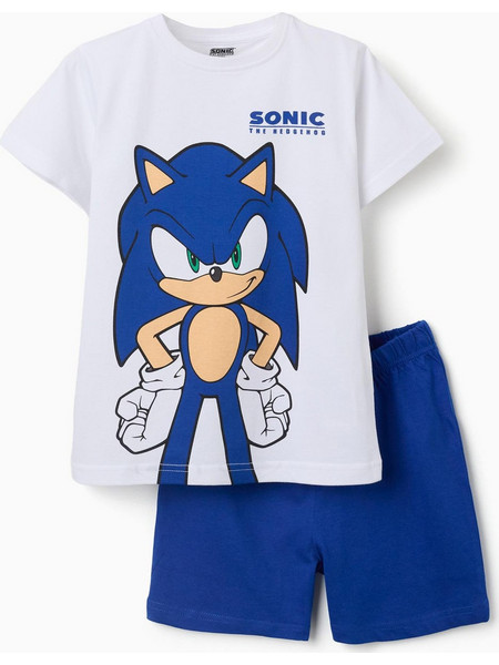 Zippy Sonic Παιδική Πιτζάμα Βαμβακερή Καλοκαιρινή Λευκή Royal Blue 26-ZKBUN010126004