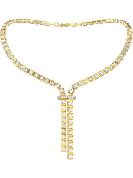 Guess Ace of Diamonds Γυναικείο Κολιέ από Ατσάλι Xρυσό με Ζιργκόν UBN06171JWYGT