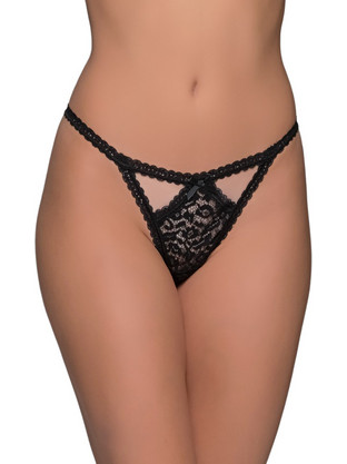 Milena By Paris Γυναικείο Sexy String με Δαντέλα Μαύρο 7735