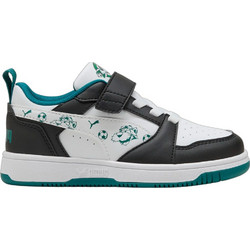 Puma Rebound V6 Παιδικά Sneakers Λευκά Πράσινα Μαύρα 406120-01
