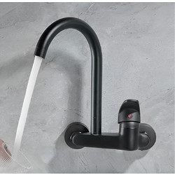 Bonken HT-1652 Μπαταρία Κουζίνας Τοίχου Διπλής Παροχής Ανάμεικτη Μαύρη
