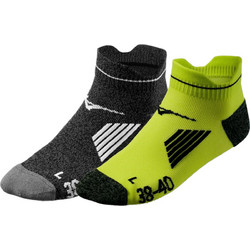 Mizuno Ανδρικές Κάλτσες Κοντές με Σχέδια Μαύρες Lime 2Pack J2GX1055-43