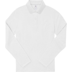 B&C Collection Γυναικεία Μπλούζα Polo Μακρυμάνικη Λευκή PW462