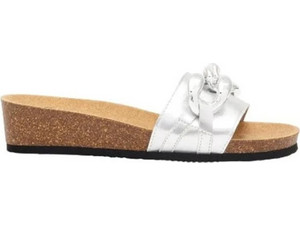 Scholl Ανατομικές Καλοκαιρινές Γυναικείες Πλατφόρμες Χαμηλές Δερμάτινες Ασημί NP82076-007