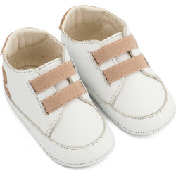 Babywalker Βαπτιστικά Sneakers Αγκαλιάς για Αγόρι Δερμάτινα Λευκά Εκρού MI1137