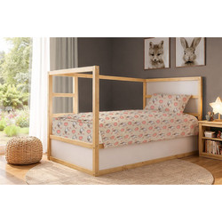 Dimcol Σετ Παιδικά Σεντόνια Μονά Βαμβακερά 160x240 Floating Bunny 714 Beige 3τμχ