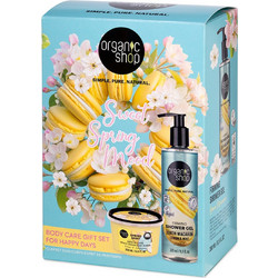 Natura Siberica Organic Shop Sweet Spring Mood Body Care Gentle Care White Sugar Body Scrub 250ml + Firming Shower Gel 280ml