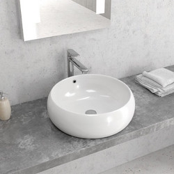 Karag LT 3104 Επικαθήμενος Νιπτήρας Μπάνιου Στρογγυλός Πορσελάνης 44.5x21.5cm Λευκός