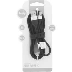 Setty Braided USB-A to USB-C 1.2m Black 5900495094247
