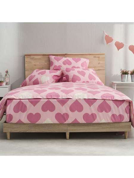 Charalambidis Textiles Σεντόνι Μονό με Λάστιχο 90x200+30cm Salonica Love Ροζ