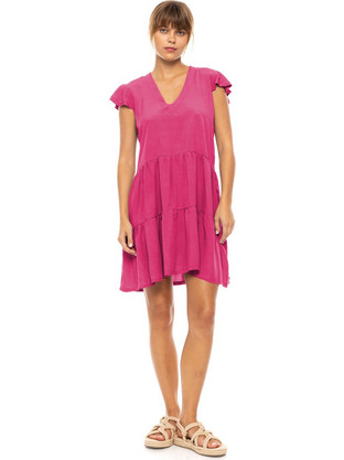 Pink Label Mini Καλοκαιρινό Καθημερινό Φόρεμα Μεταξωτό Φούξια BN-286