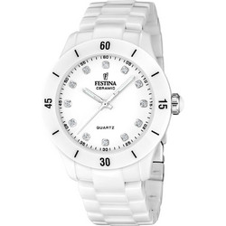 Festina Ceramica Γυναικείο Ρολόι με Λευκό Μεταλλικό Μπρασελέ F20720/2