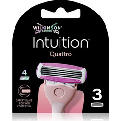 Wilkinson Sword Intuition Quattro Γυναικεία Ανταλλακτικά Ξυραφάκια με 4 Λεπίδες & Λιπαντική Ταινία 3τμχ