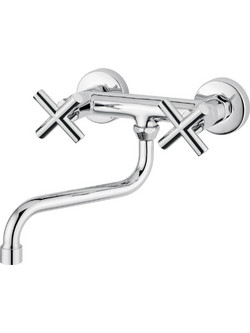 Interflex Rodos 073146 Μπαταρία Κουζίνας Τοίχου Διπλής Παροχής Inox