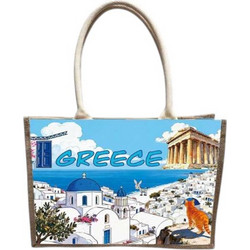 Tradesor Greece Υφασμάτινη Τσάντα Θαλάσσης Ώμου Γαλάζια 25x36cm 537598
