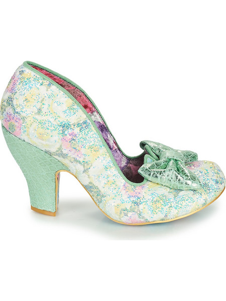 Irregular Choice Γόβες Δερμάτινες με Χοντρό Χαμηλό Τακούνι & Φιόγκο Πράσινο Mint 4135-14-BU