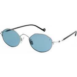 Eyepetizer BOKKAP 1-65 Ανδρικά Γυαλιά Ηλίου Στρογγυλά Μεταλλικά Ασημί με Μπλε Φακό