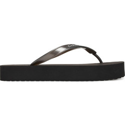 Calvin Klein Γυναικείες Σαγιονάρες Flatforms Μαύρες Χρυσές HW0HW03120-0GJ