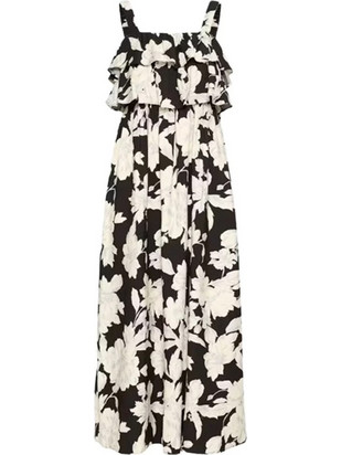 Ichi Hemma Maxi Καλοκαιρινό Καθημερινό Φόρεμα Floral Μεταξωτό Μαύρο 20125918