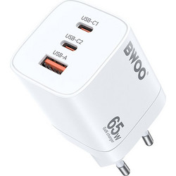 Bwoo CDA147PD Φορτιστής χωρίς Καλώδιο με Θύρα USB-A & 2 Θύρες USB-C 65W Power Delivery