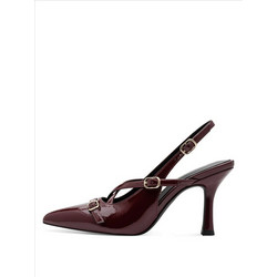 Marco Tozzi Γόβες Slingback Λουστρίνι με Λεπτό Ψηλό Τακούνι Μπορντό 2-29608-47-503