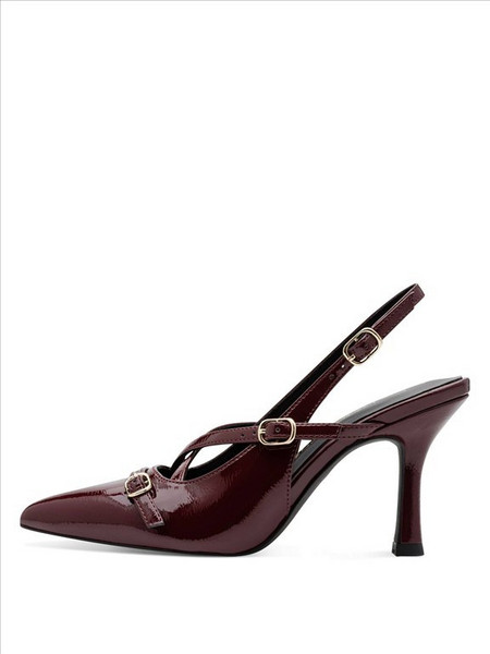 Marco Tozzi Γόβες Slingback Λουστρίνι με Λεπτό Ψηλό Τακούνι Μπορντό 2-29608-47-503