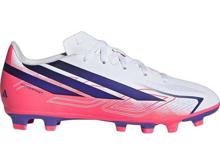 Adidas F50 Hyperfast League FG/MG KK1308 Παιδικά Ποδοσφαιρικά Παπούτσια με Τάπες Λευκά Ροζ