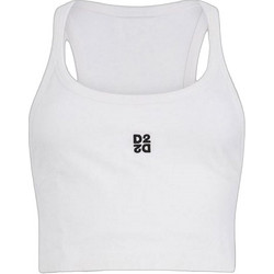 Dsquared2 Γυναικείο Καλοκαιρινό Crop Top Ριπ Λευκό S75NL0053D20102-100