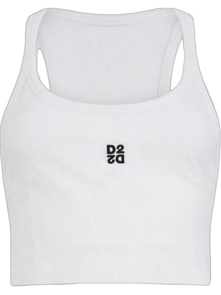 Dsquared2 Γυναικείο Καλοκαιρινό Crop Top Ριπ Λευκό S75NL0053D20102-100